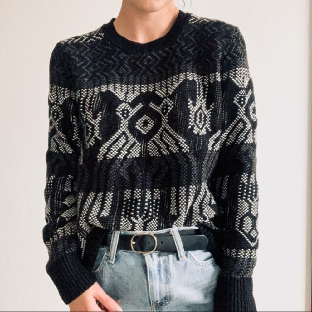J. Crew Mixed-Stitch Crewneck Blanket Sweater S